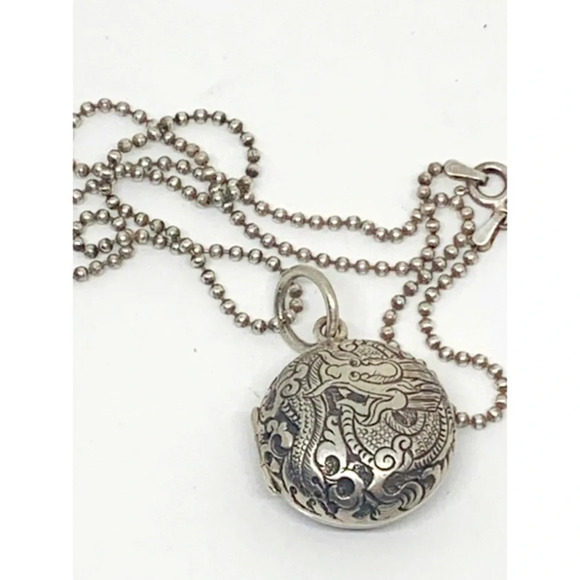 Silpada Sterling Dragon Locket on Ball Chain - Picture 3 of 6